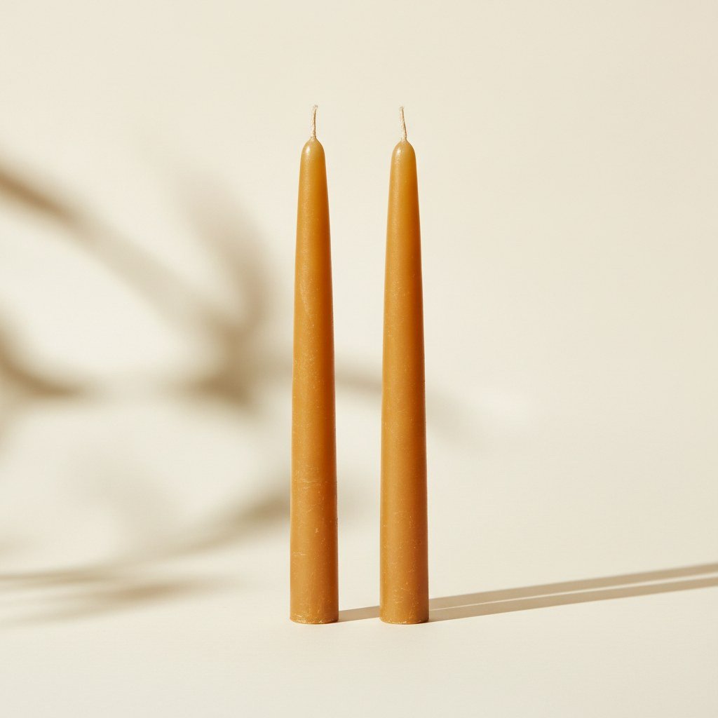 Beeswax Taper Candles, Pair